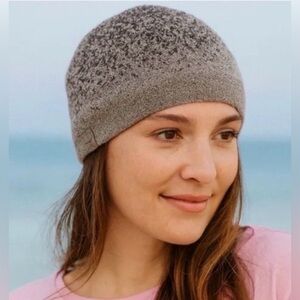 Barefoot Dreams Cozychic Lite Knit Confetti Beanie Storm Gray/Dark Brown NWT